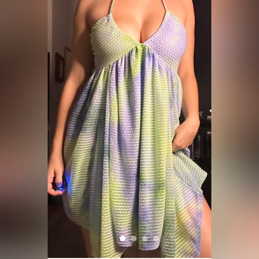 💲⬇️Wild Fable Textured Green and Purple Dress, Size Small